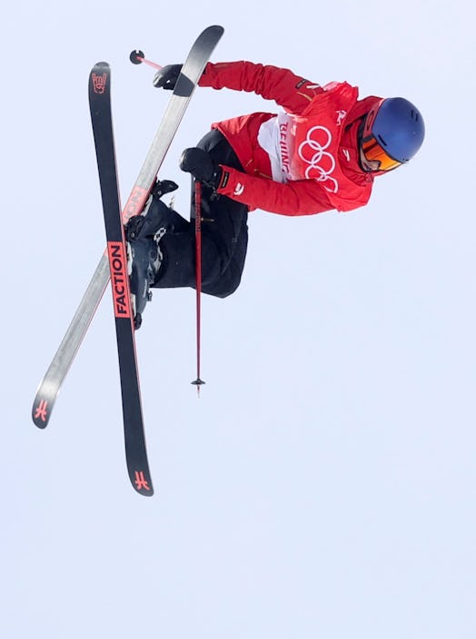 Gu Ailing of China competes during the freestyle skiing women's freeski slopestyle final of Beijing ...