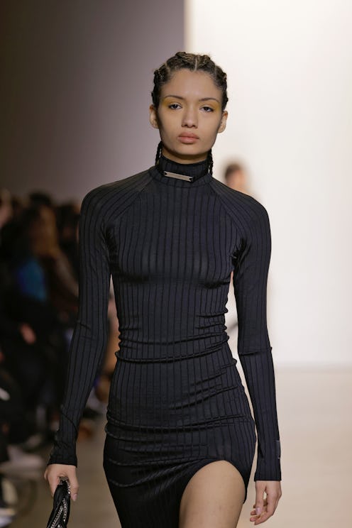 NEW YORK, NEW YORK - FEBRUARY 12: A model walks the runway during the Hardware LDN fall winter 2022-...