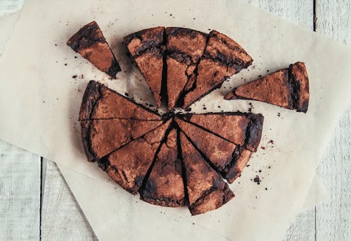 chocolate brownie, selective focus. food and drink. nature.