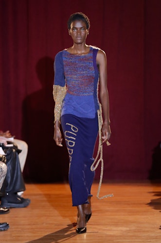 NEW-YORK, USA - FEBRUARY 13: A model walks the runway during the Puppets and Puppets Ready to Wear F...