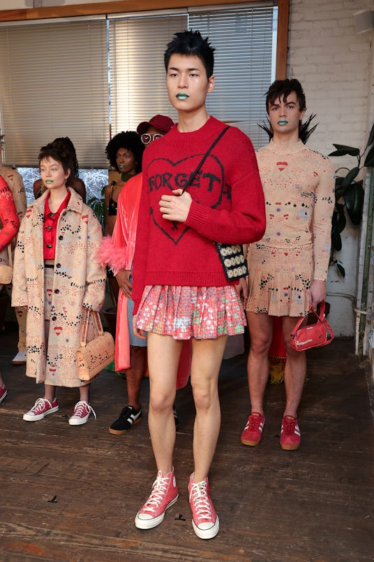 NEW YORK, NEW YORK - FEBRUARY 13: Models pose at the Dauphinette presentation during New York Fashio...