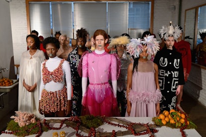 Models pose during the Dauphinette presentation at Lee's on Canal in New York City on February 13, 2...