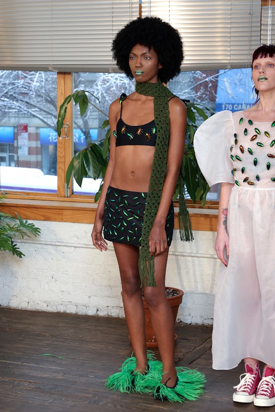 NEW YORK, NEW YORK - FEBRUARY 13: Models pose at the Dauphinette presentation during New York Fashio...