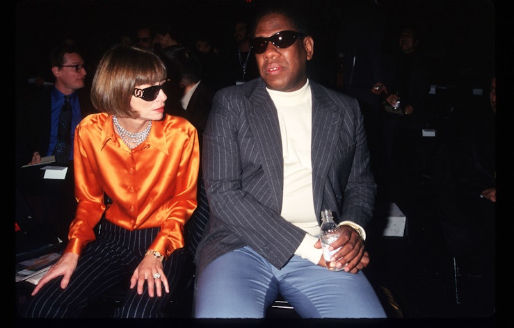 284466 01: Vogue magazine editor Anna Wintour and Andre Leon Tilley attend the 7th on Sixth Fashion ...