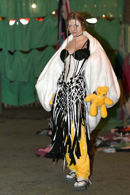 NEW YORK,NEW YORK - FEBRUARY 15: Hunter Schafer walks the Gogo Graham runway during New York Fashion...