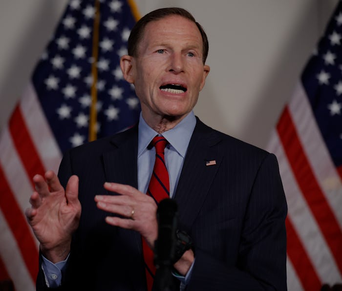 WASHINGTON, DC - FEBRUARY 01: Sen. Richard Blumenthal (D-CT) talks to reporters following the weekly...