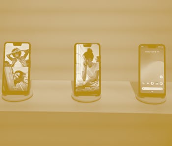 The Google Pixel 3 phone is on display during the official launch of the new Google Pixel 3 and 3 XL...