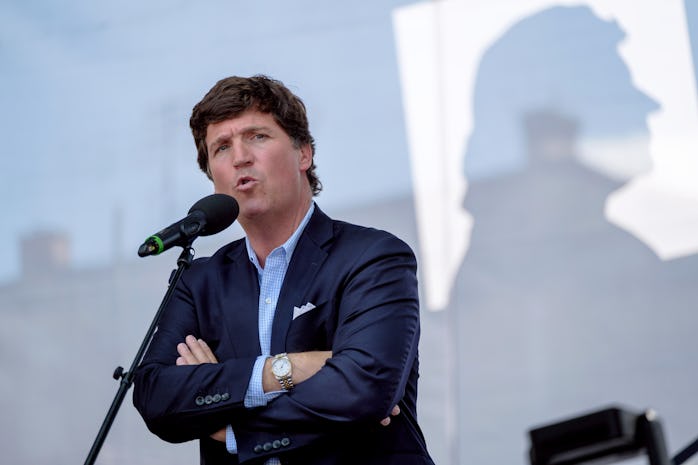 ESZTERGOM, HUNGARY - AUGUST 07: Tucker Carlson speaks during the Mathias Corvinus Collegium (MCC) Fe...