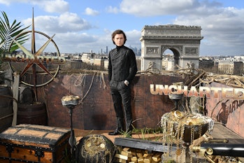 PARIS, FRANCE - FEBRUARY 11: Tom Holland attends the "Uncharted" photocall at cinema Publicis Champs...