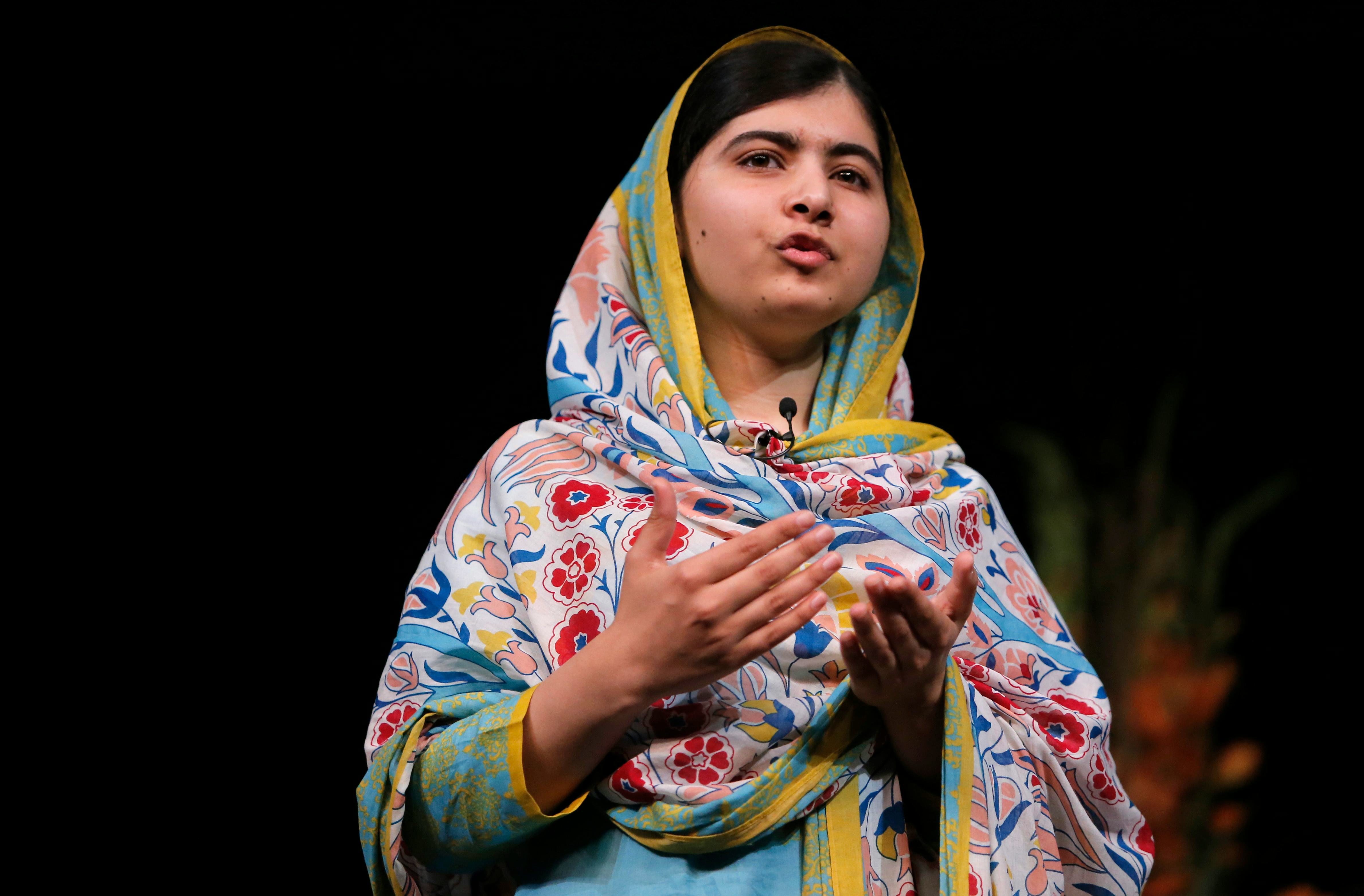 Nobel Laureate, Malala Yousafzai speaks to a crowd of nearly 4,000  at the San Jose State Events Cen...