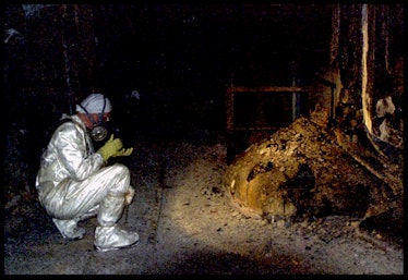 The Elephants Foot of the Chernobyl disaster. In the immediate aftermath of the meltdown, a few minu...
