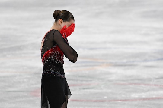 BEIJING, CHINA - FEBRUARY 17: Kamila Valieva of Russia looks dejected at the women's figure skating ...