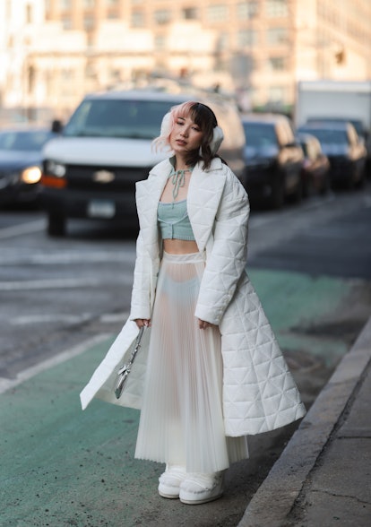 NEW YORK, NEW YORK - FEBRUARY 16: Ashley is seen outside Claudia Li during New York Fashion Week on ...