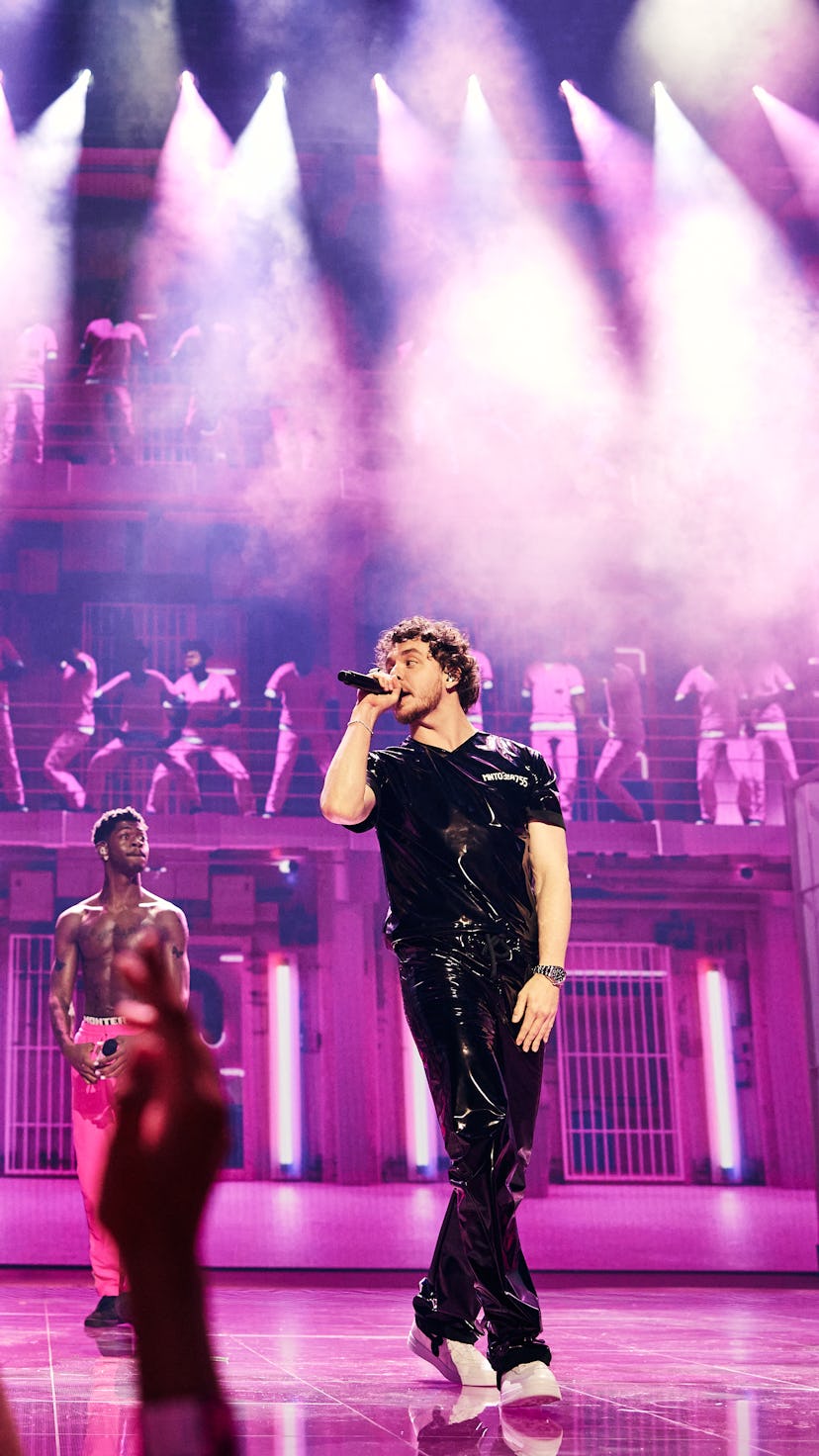 NEW YORK, NEW YORK - SEPTEMBER 12: (L-R) Lil Nas X and Jack Harlow perform onstage during the 2021 M...