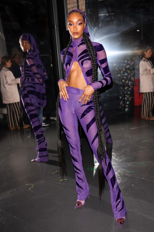 jourdan Dunn attends the Conner Ives show during London Fashion Week 