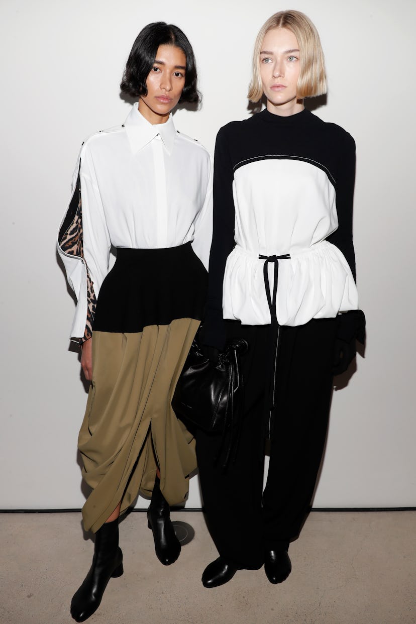NEW YORK, NEW YORK - FEBRUARY 11: Models pose backstage at MERIT, The Official Makeup Sponsor For Th...
