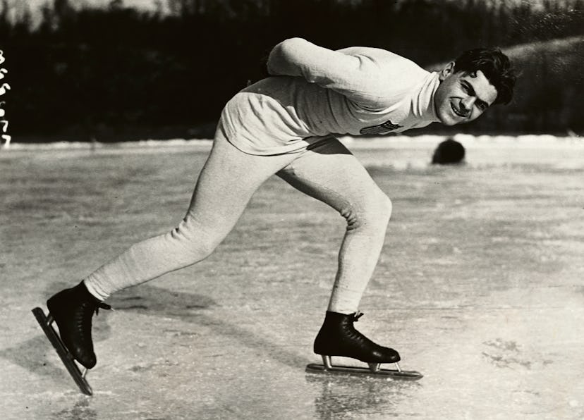 Charles Jewtraw (USA) became the first American to win a gold medal in Winter Olympic competition wh...