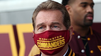 LANDOVER, MARYLAND - FEBRUARY 02: Former player Joe Theismann looks on during the announcement of th...