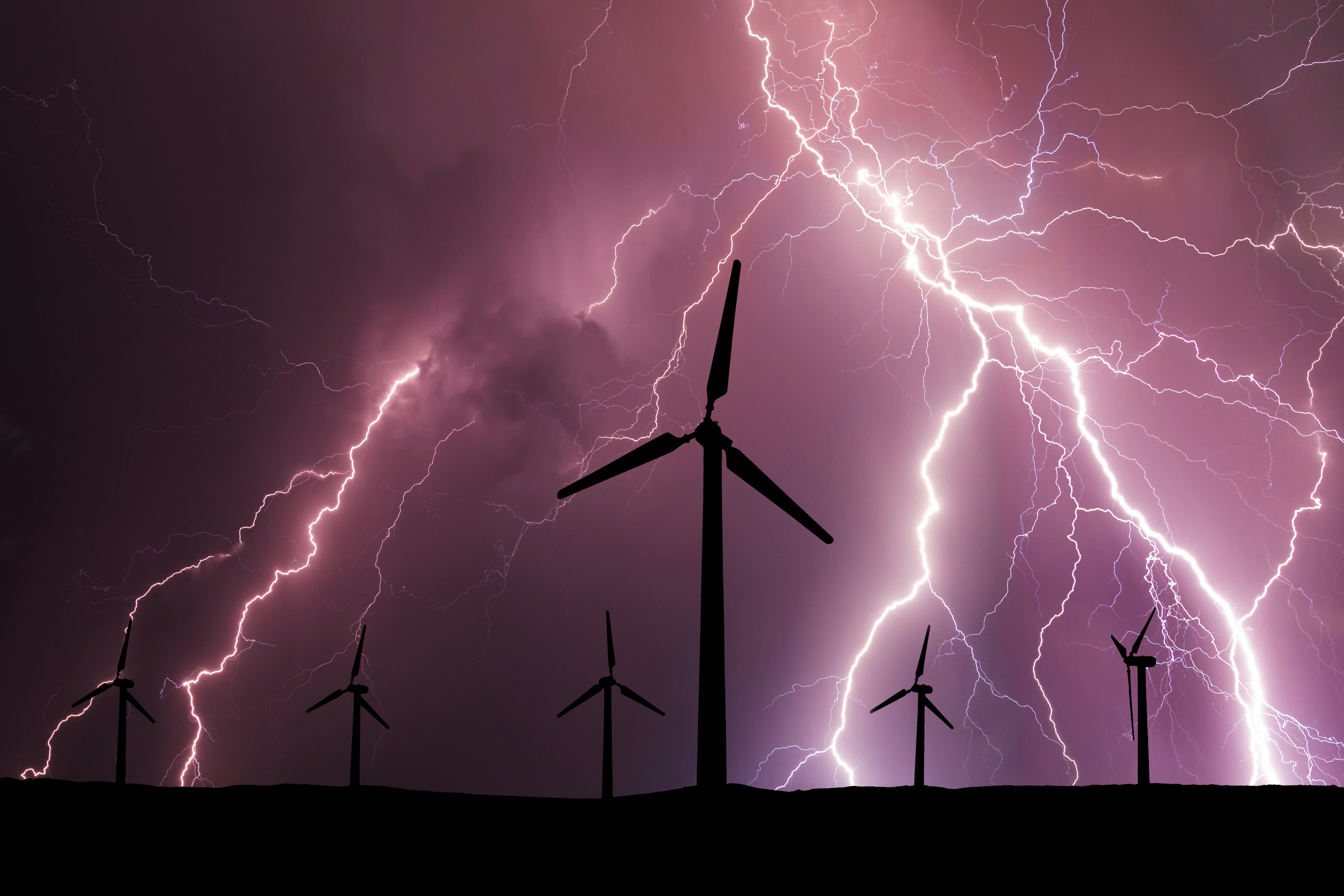 multiple lightning strikes in a field 