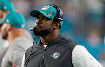 MIAMI GARDENS, FL - JANUARY 09: Miami Dolphins head coach Brian Flores during the game between the N...