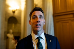 UNITED STATES - NOVEMBER 16: Sen. Josh Hawley, R-Mo., speaks with reporters as he arrives for the Se...