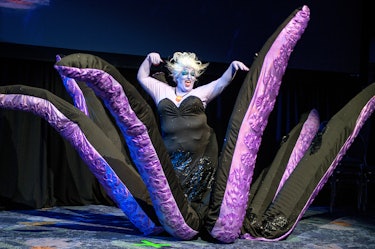 ANAHEIM, CA - AUGUST 14: Judith Grivich dressed as Ursula the Sea Witch competes in the Mousequearde...