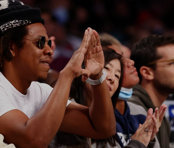 NEW YORK, NY - OCTOBER 24: Rapper Jay-Z attends a game between the Charlotte Hornets and Brooklyn Ne...