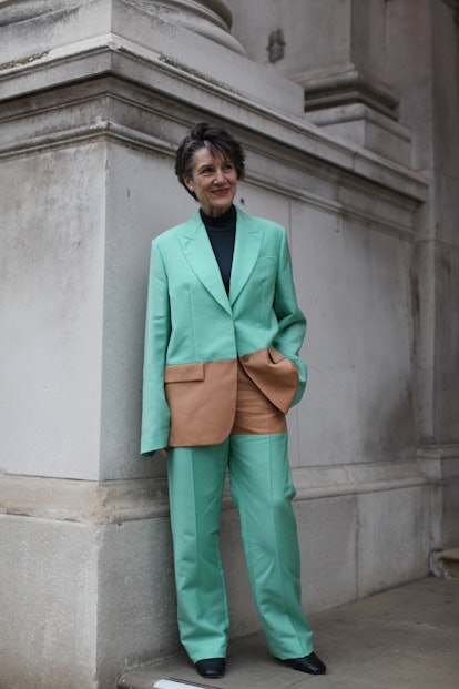 Harriet Walter at London Fashion Week Fall/Winter 2022.