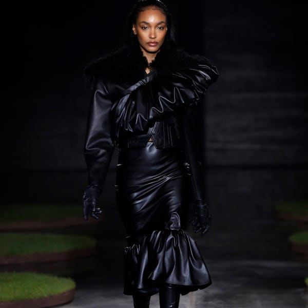 LONDON, ENGLAND - FEBRUARY 20: Jourdan Dunn walks the runway at the David Koma during London Fashion...