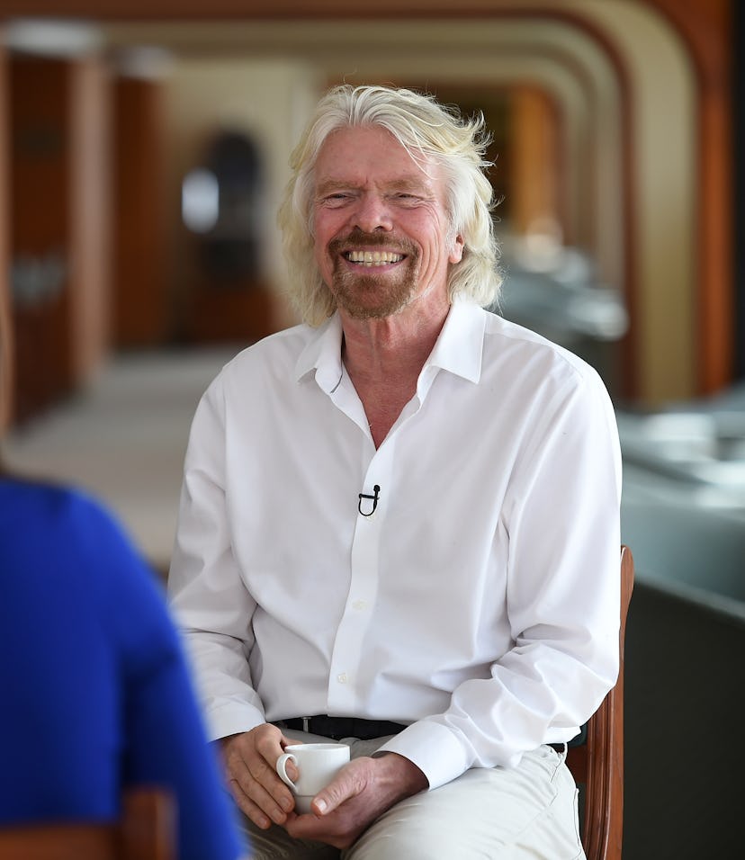 DUBAI, UNITED ARAB EMIRATES - APRIL 29: CNBC's Middle East anchor, Hadley Gamble and Sir Richard Br...