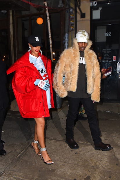 Rihanna and A$AP Rocky in outwear in New York City. 