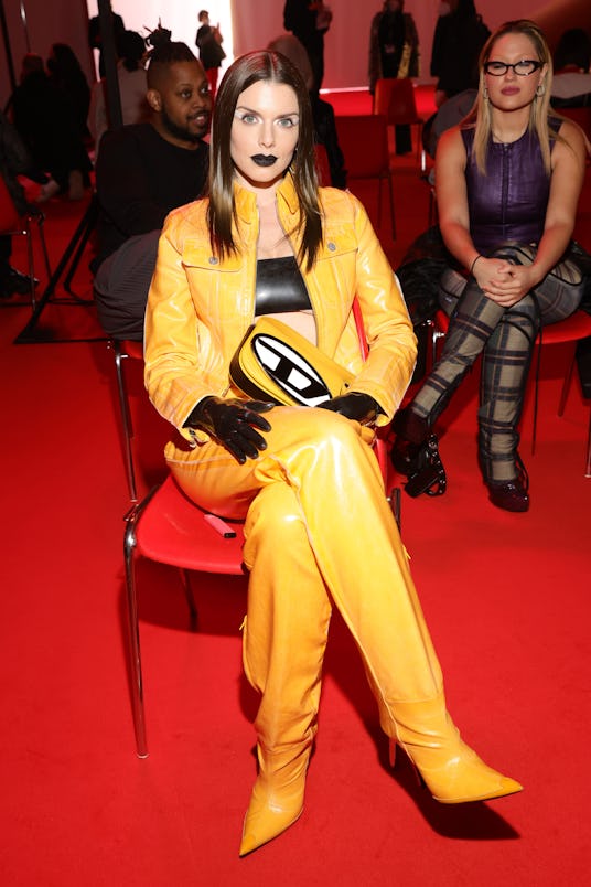 MILAN, ITALY - FEBRUARY 23: Julia Fox is seen at the Diesel Fashion Show during Milan Fashion Week W...