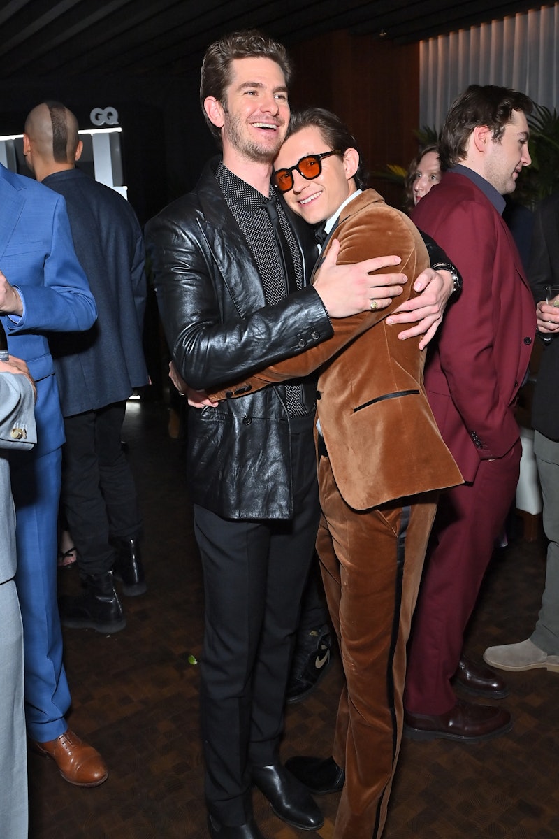 WEST HOLLYWOOD, CALIFORNIA - NOVEMBER 18: Andrew Garfield and Tom Holland attend the 2021 GQ Men of ...