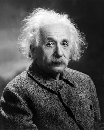 Scientist Albert Einstein poses for a portrait in 1947. (Photo courtesy Library of Congress/Getty Im...