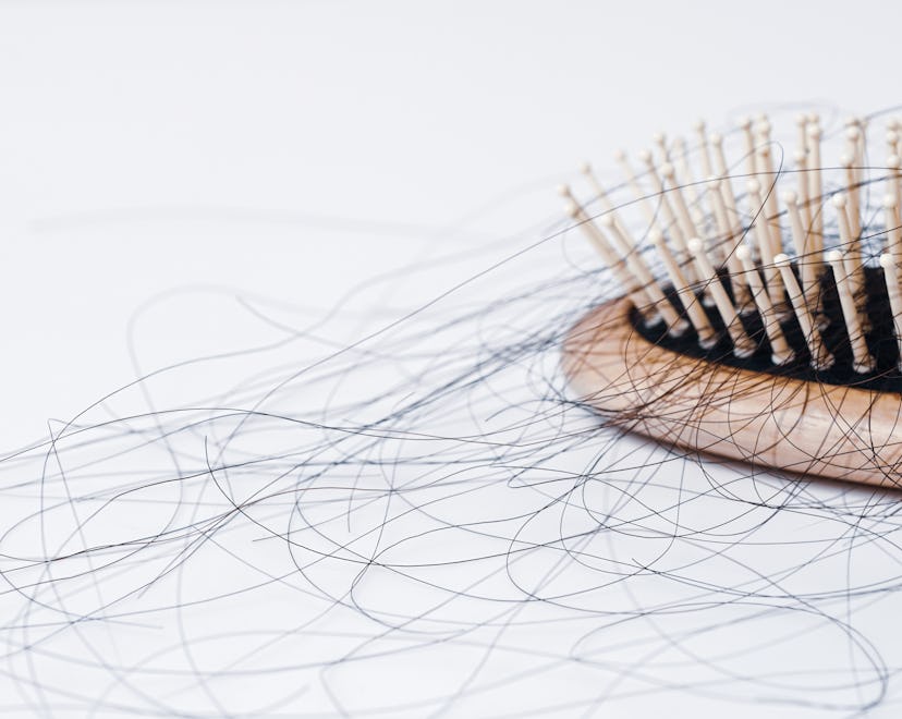 hairbrush with hair in it