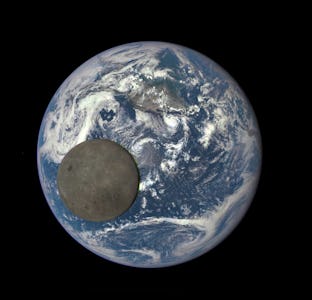 2016 image shows the far side of the moon, illuminated by the sun, as it crosses between the DSCOVR ...
