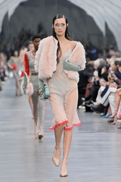 Bella Hadid walks the runway at the Fendi show during Milan Fashion Week.