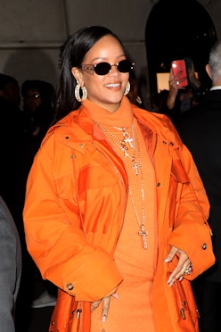 NEW YORK, NEW YORK - FEBRUARY 07: Rihanna is seen leaving Berdorf Goodman on February 07, 2020 in Ne...