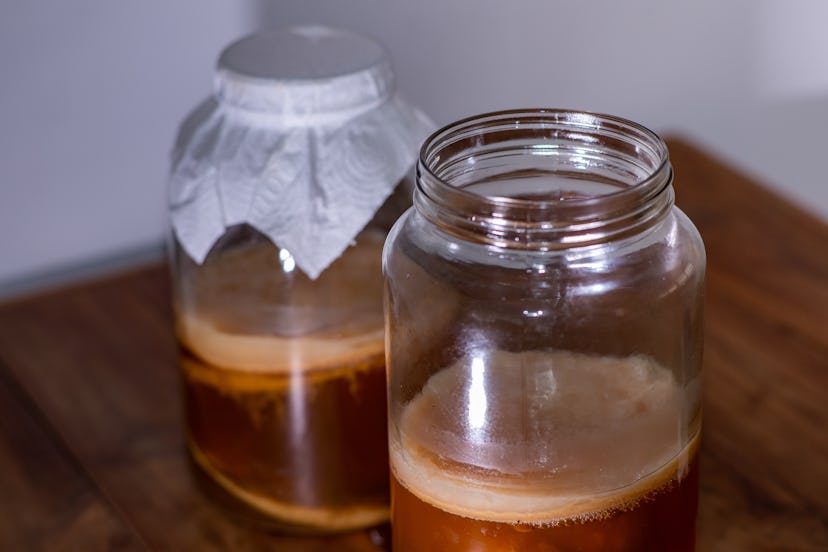 Kombucha, is traditionally obtained from the fermentation of sweetened tea from the leaves of the pl...