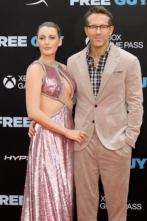 NEW YORK, NEW YORK - AUGUST 03: Blake Lively and Ryan Reynolds attend the "Free Guy" New York Premie...