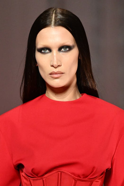 Bella Hadid's bleached brows made a major statement in Milan. Photo via Getty Images
