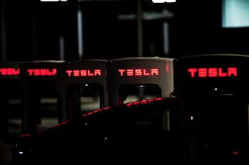 Tesla super charger station in Catalunya on June 26, 2018 in Barcelona, Spain.  (Photo by Joan Cros/...