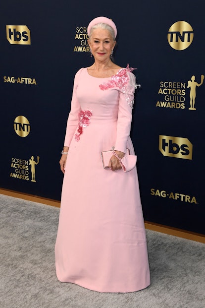 British actress Helen Mirren arrives for the 28th Annual Screen Actors Guild (SAG) Awards at the Bar...