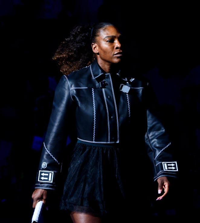 NEW YORK, NY - AUGUST 27: Serena Williams of the United States walks onto Arthur Ashe Arena wearing ...