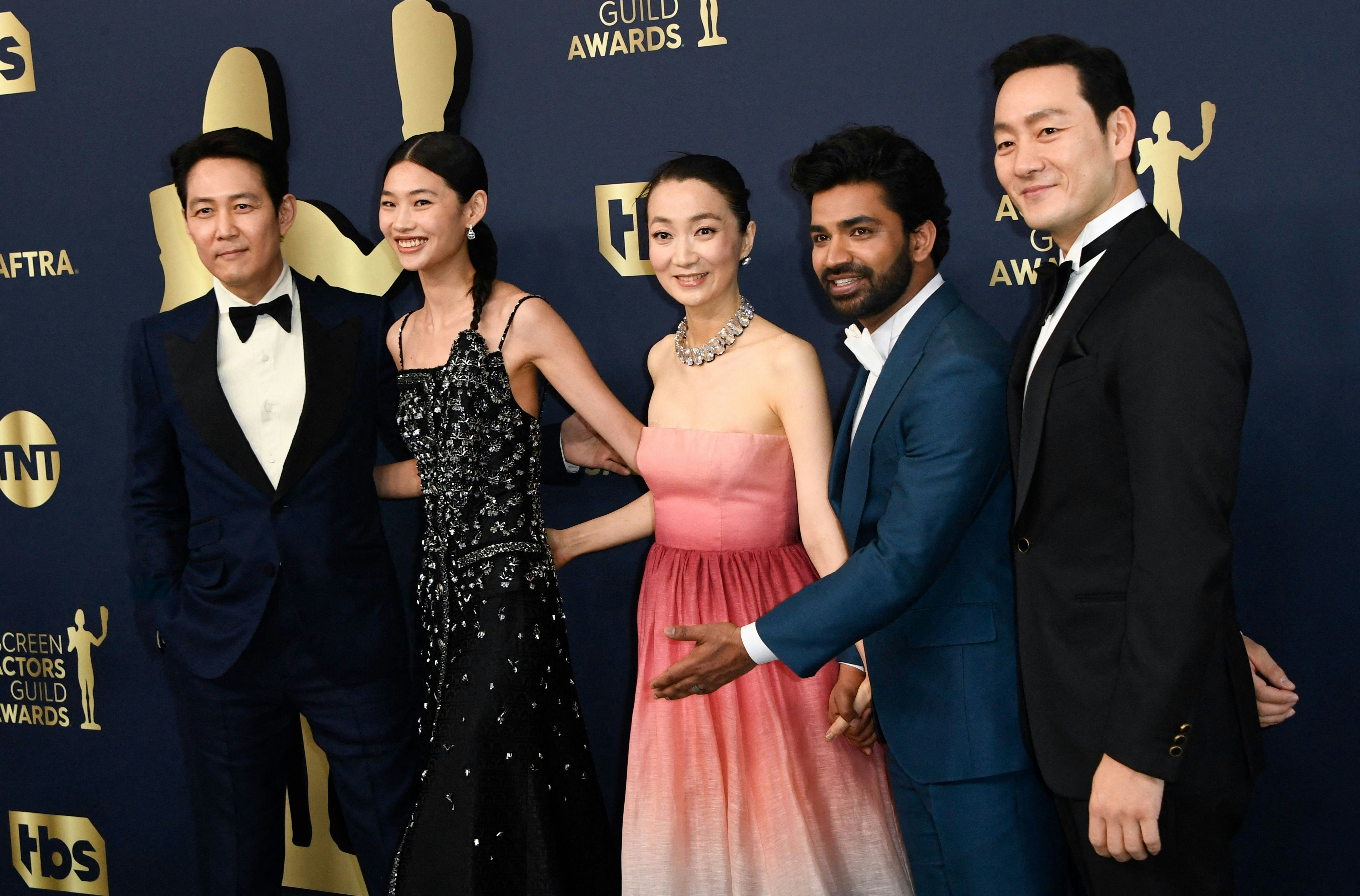 South Korean actors Lee Jung-jae, HoYeon Jung, Kim Joo-ryeong,  Indian actor Anupam Tripathi and Par...