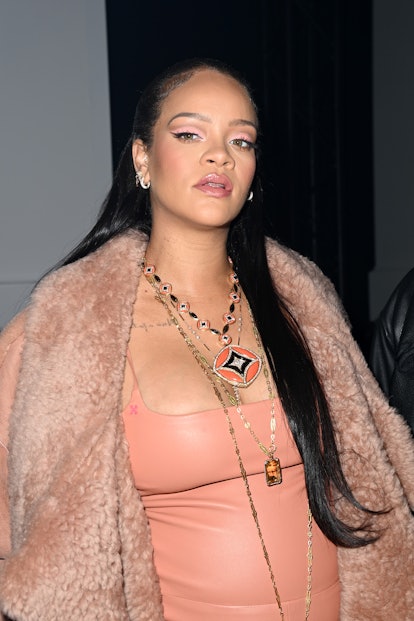 Rihanna Is a Vision in Peach at the Off-White Show in Paris
