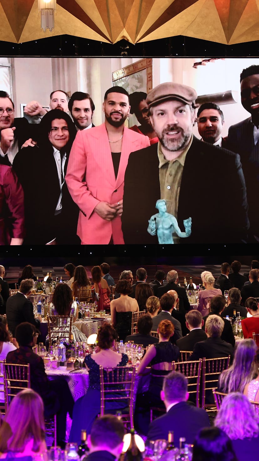 The 'Ted Lasso' cast reunited on a video call for the 2022 SAG Awards.