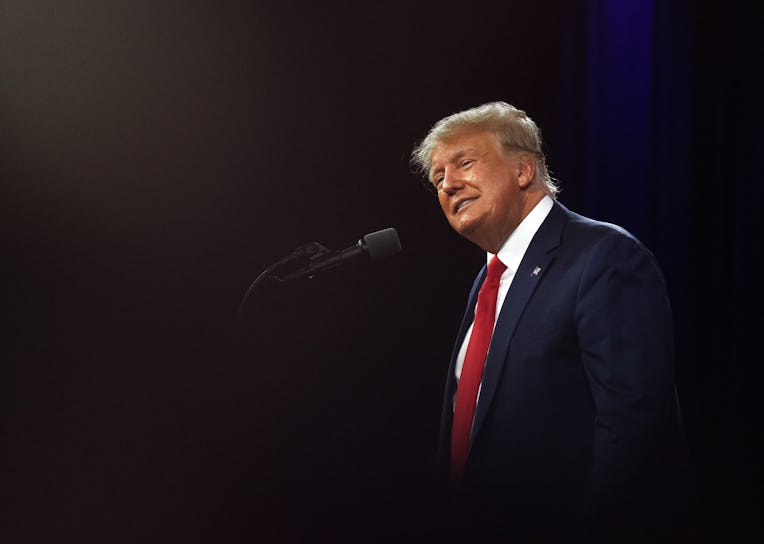 ORLANDO, FLORIDA, UNITED STATES - FEBRUARY 26: Former U.S. President Donald Trump delivers remarks a...