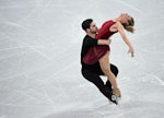 USA's Zachary Donohue and USA's Madison Hubbell take part in a training session at the Capital Indoo...