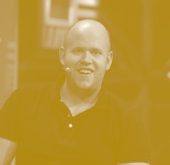 Swedish Daniel Ek, co-founder and CEO of music streaming service Spotify talks at  LeWeb 11 event in...
